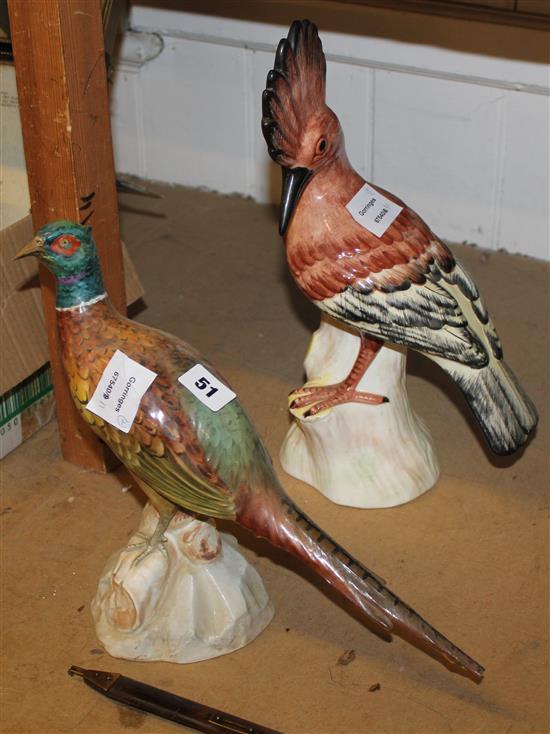 2 large ceramic models of birds